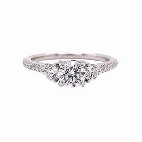 Stylish Fit Starry Night 14 Karat White Gold 3 Stone Engagement Ring (.91cttw)