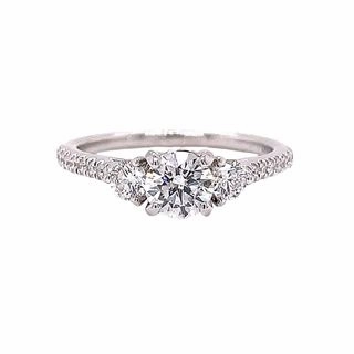 Stylish Fit Starry Night 14 Karat White Gold 3 Stone Engagement Ring (.91cttw)