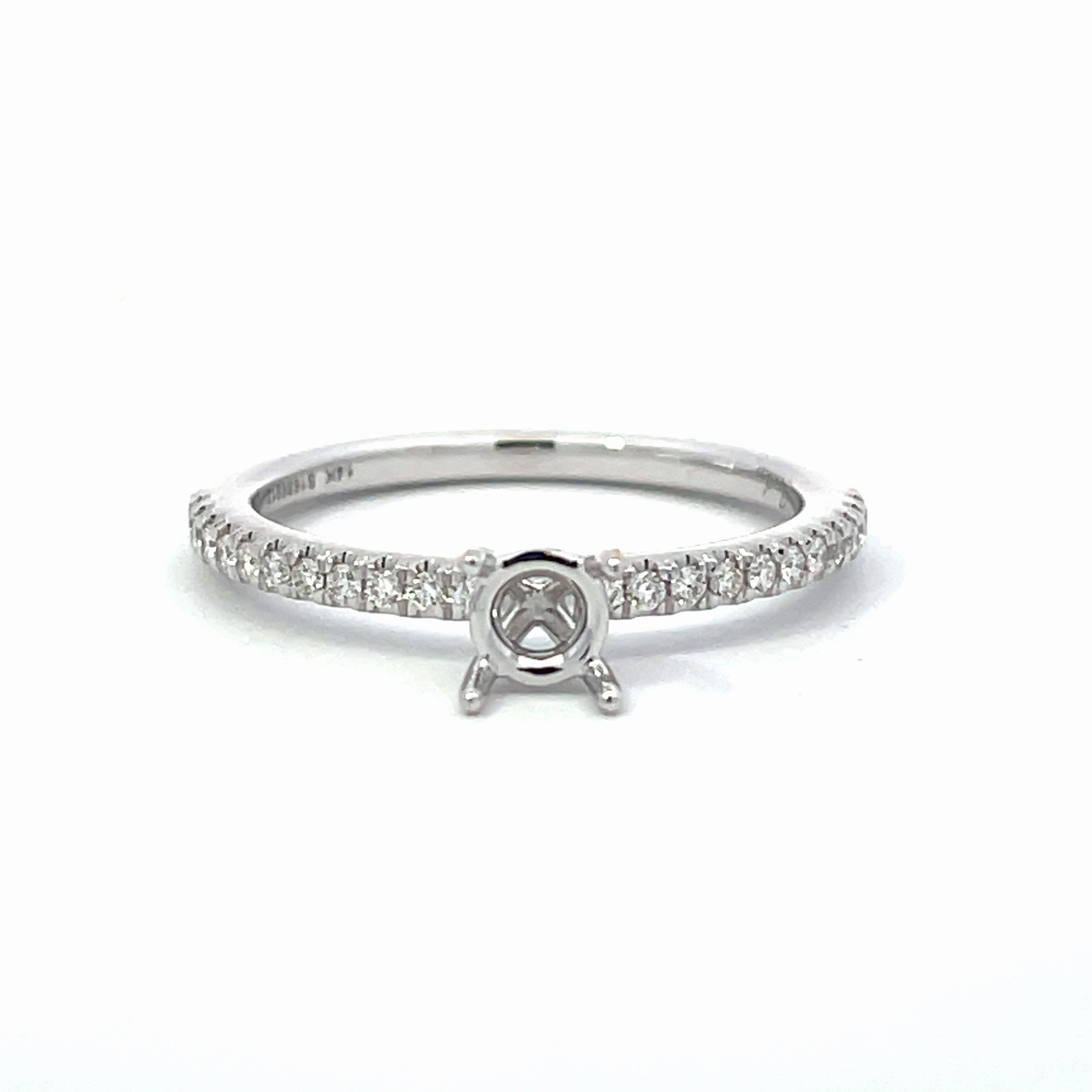 14 Karat White Gold Classic Diamond Engagement Ring .50cttw Modern Fit Exclusive Detail