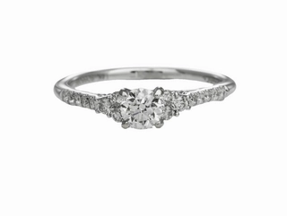 Sculpted Sparkle Elegant Snap 14 Karat White Gold Diamond Engagement Ring (0.55cttw)