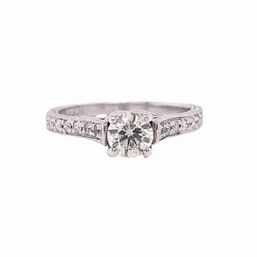 14 Karat White Gold Engraved Diamond Engagement Ring (.82cttw) Distinctive Accent Chic Gifts