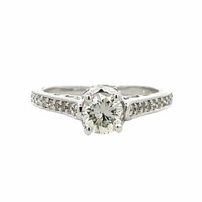 Distinct Edge 14 Karat White Gold Engraved Diamond Engagement Ring