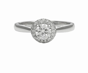 Inspired Feature Handcrafted Quality 14 Karat White Gold Halo Engagement Ring (0.70cttw)