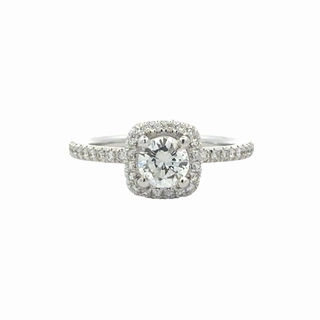 14 Karat White Gold Halo Engagement Ring (.91cttw) Birthday Present