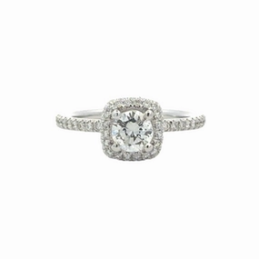 14 Karat White Gold Halo Engagement Ring (.91cttw) Birthday Present