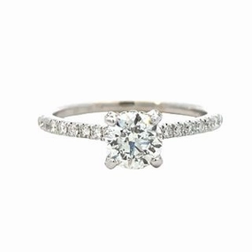 Polished Layer 14 Karat White Gold Hidden Halo Engagement Ring (1.02cttw)