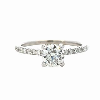 Polished Layer 14 Karat White Gold Hidden Halo Engagement Ring (1.02cttw)