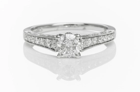 14 Karat White Gold Milgrain Solitaire Engagement Ring (.82cttw) Fresh Finish