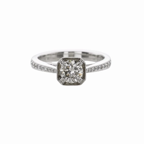 family event Romantic Layer 14 Karat White Gold Milgrain Solitaire Engagement Ring (.93cttw)
