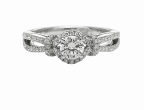 14 Karat White Gold Pave Engagement Ring (.78ctttw) Subtle Shine