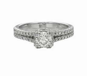 Luxury Element 14 Karat White Gold Pave Engagement Ring (.95cttw)