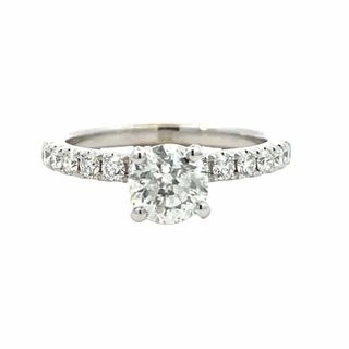 14 Karat White Gold Straight Engagement Ring (1.38cttw) Evening Accent Pure Detail