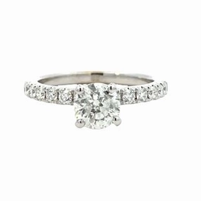 14 Karat White Gold Straight Engagement Ring (1.38cttw) Evening Accent Pure Detail