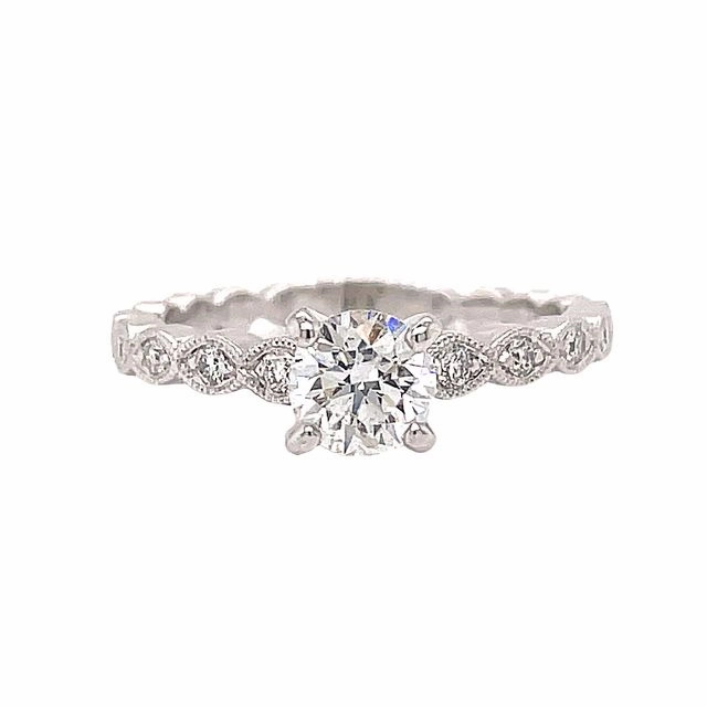 14 Karat White Gold Straight Engagement Ring (.73cttw) Modern Chic