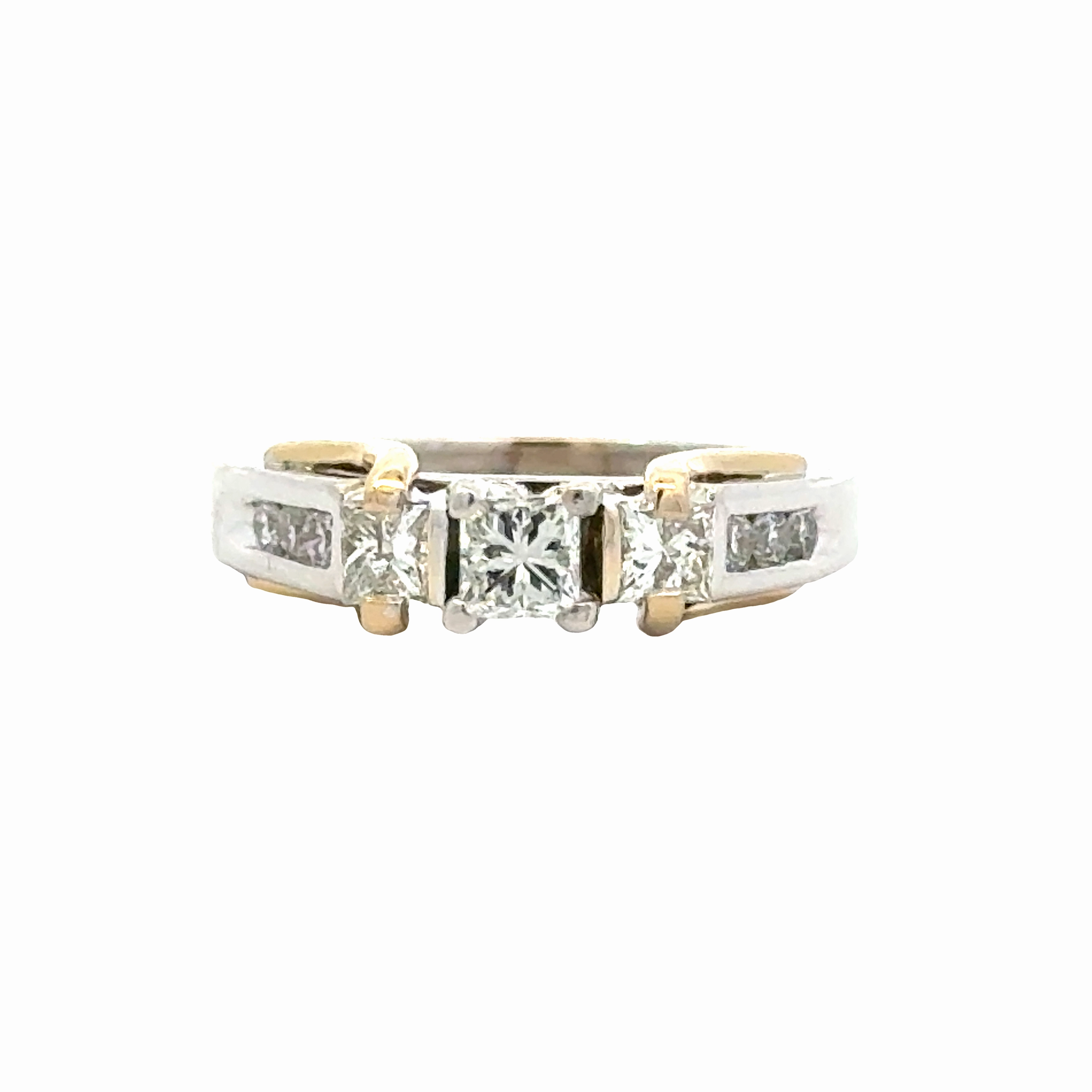 Versatile Charm 14 Karat White/Yellow 3 Stone Engagement Ring (.57cttw)