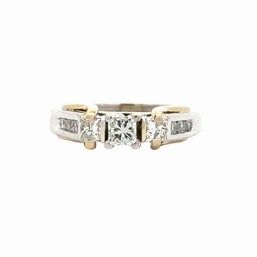 Versatile Charm 14 Karat White/Yellow 3 Stone Engagement Ring (.57cttw)