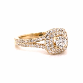 14 Karat Yellow Gold Double Halo Engagement Ring (.70cttw) Sophisticated Style