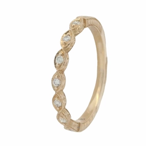 14 Karat Yellow Gold Engraved Diamond Stackable Ring Everyday Gift
