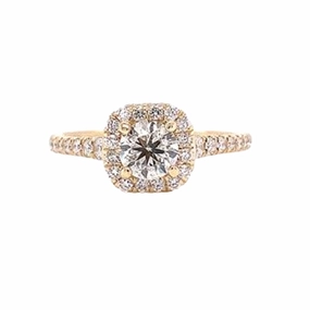 Understated Shine Polished Layer 14 Karat Yellow Gold Halo Diamond Engagement Ring (.97cttw)