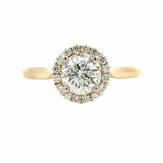 Luminous Look 14 Karat Yellow Gold Halo Engagement Ring (1.11cttw)