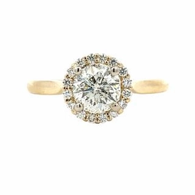 Luminous Look 14 Karat Yellow Gold Halo Engagement Ring (1.11cttw)