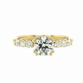 14 Karat Yellow Gold Straight Engagement Ring (1.08cttw) Weekend Glam Luxury Feel