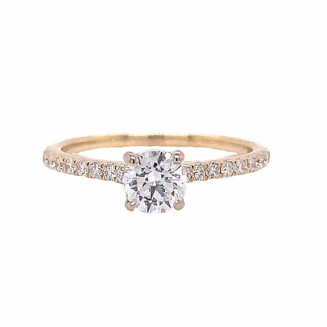 14 Karat Yellow/White Gold Straight Diamond Engagement Ring (.70cttw) Studio Shot Fashionable Piece