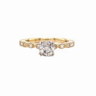 Exclusive Edge 14 Karat Yellow/White Straight Engagement Ring (1.02cttw)