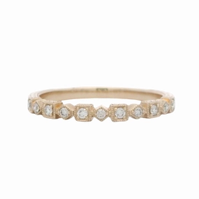 Chic Pop 14 Karate Yellow Gold Engraved Stackable Diamond Ring