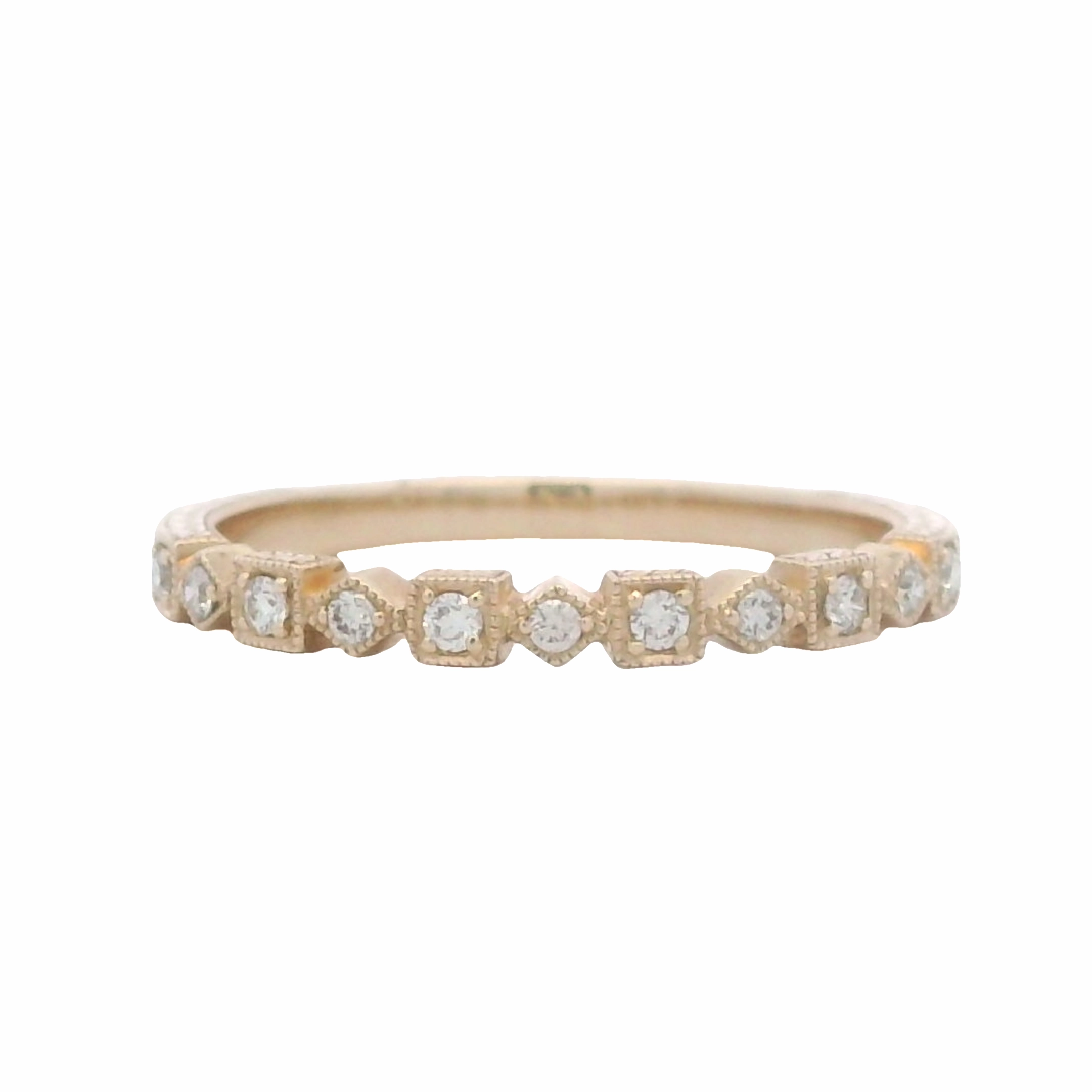 Chic Pop 14 Karate Yellow Gold Engraved Stackable Diamond Ring
