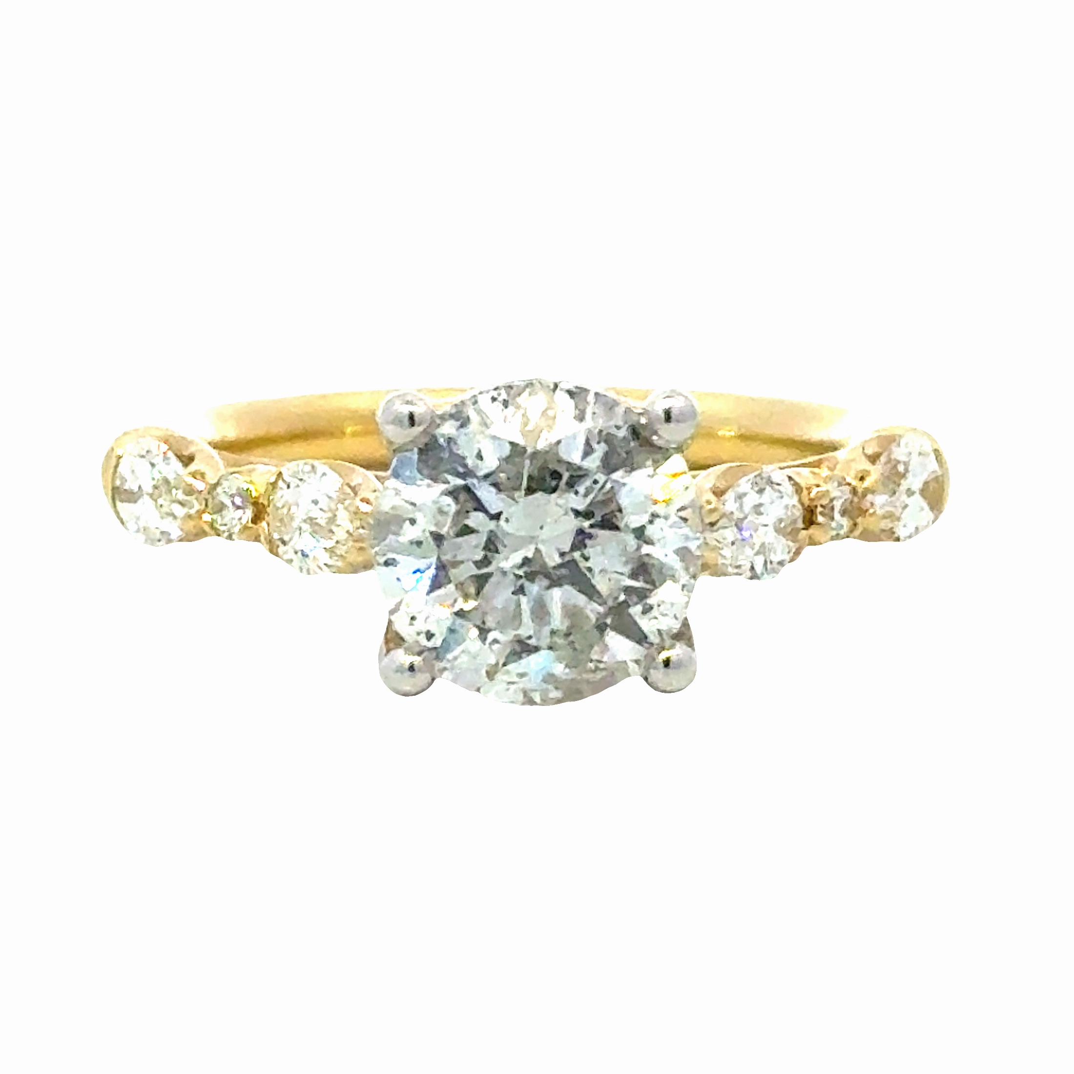 Flawless Sparkle 14K Two Tone Diamond Engagement Ring - 2.01 Carat Center Diamond