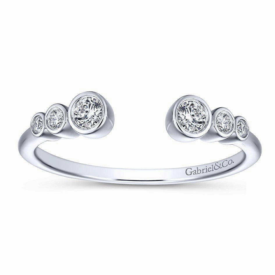 Vogue Accent 14k white gold bezel set diamond split stackable ring