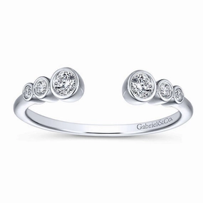 Vogue Accent 14k white gold bezel set diamond split stackable ring