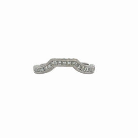 14K White Gold Curved Diamond Wedding Band Fashionable Detail Lustrous Look