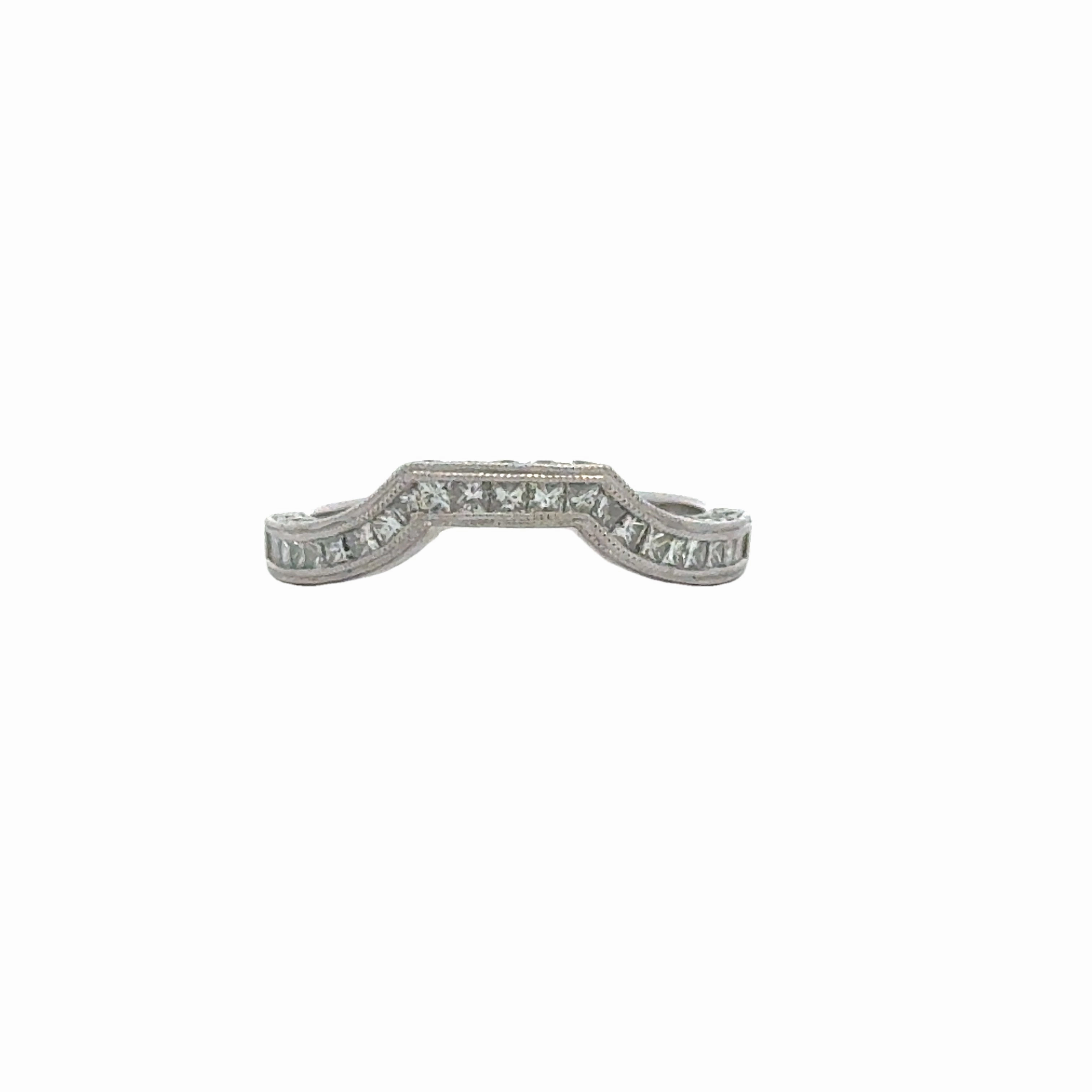 14K White Gold Curved Diamond Wedding Band Fashionable Detail Lustrous Look