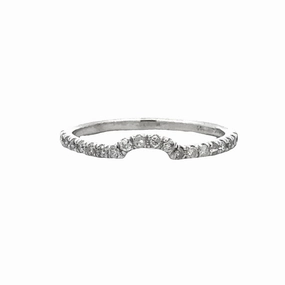 14K White Gold Diamond Curved Wedding Band Evening Glamour