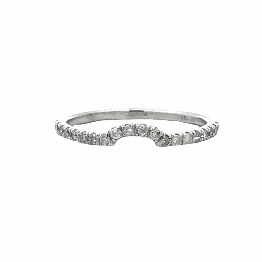Radiant Glow 14K White Gold Diamond Curved Wedding Band