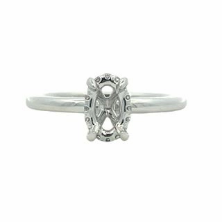 Chic Fit Sparkling Craft 14K White Gold Hidden Halo Oval Diamond Semi Mount