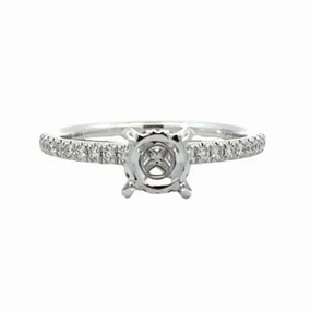 14K White Gold Hidden Halo Round Diamond Semi Mount Office Wear Delicate Flash