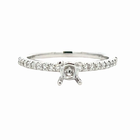 Exclusive Charm Fashion Elegance 14K White Gold Round Diamond Engagement Semi Mount