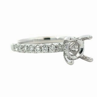 14K White Gold Round Diamond Semi  Mount Playful Shine Simple Style