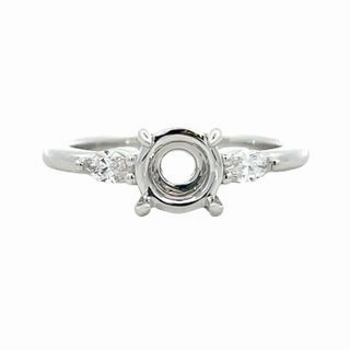 Highlight Moment 14K White Gold Round Three Stone Diamond Semi Mount