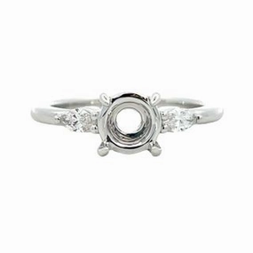 Highlight Moment 14K White Gold Round Three Stone Diamond Semi Mount