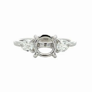 14K White Gold Round Three Stone Diamond Semi Mount Glamorous Appeal Statement Layer
