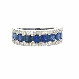 14K White Gold Sapphire and Diamond Band Gleaming Shine Highlight Moment