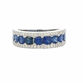 14K White Gold Sapphire and Diamond Band Gleaming Shine Highlight Moment