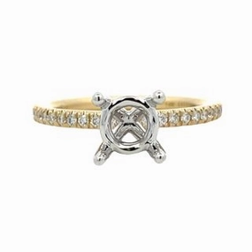 14K White-Yellow Gold Round Diamond Semi Mount Glistening Piece Glamorous look