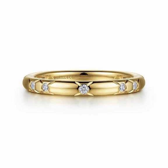 14K Yellow Gold Diamond Ladies Stackable Ring Dinner Party