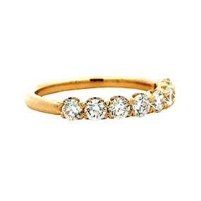 Custom Shine Design Pretty Detail 14K Yellow Gold Half Way Around Diamond Wedding Band  (0.81 carat total weight)
