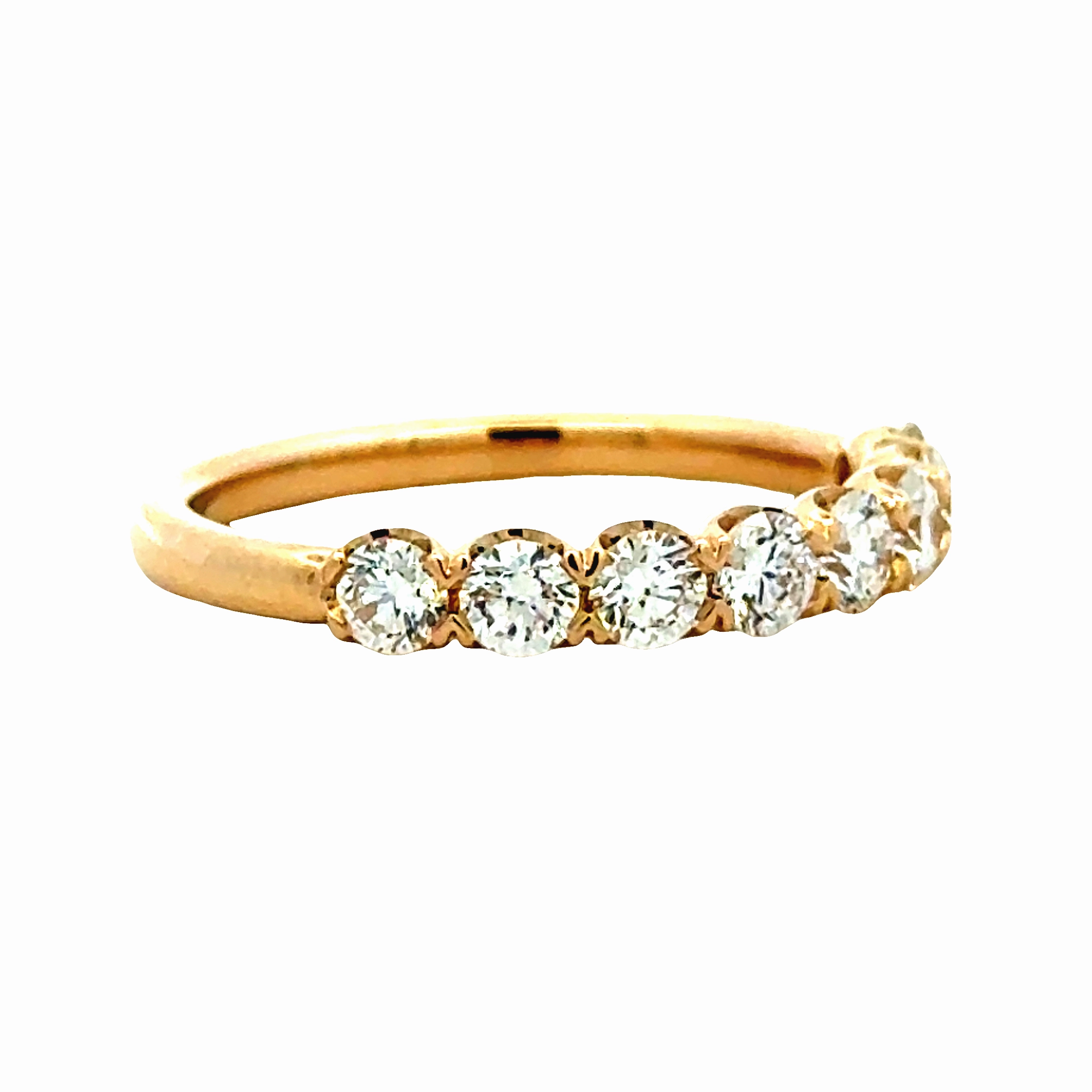 Custom Shine Design Pretty Detail 14K Yellow Gold Half Way Around Diamond Wedding Band  (0.81 carat total weight)